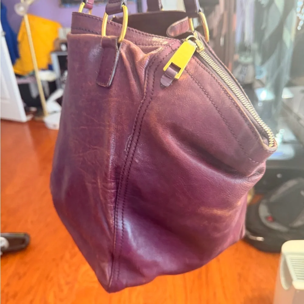 Yves Saint Laurent Vintage Purple Marbled Leather downtown bag (largest size) - Picture 2 of 6